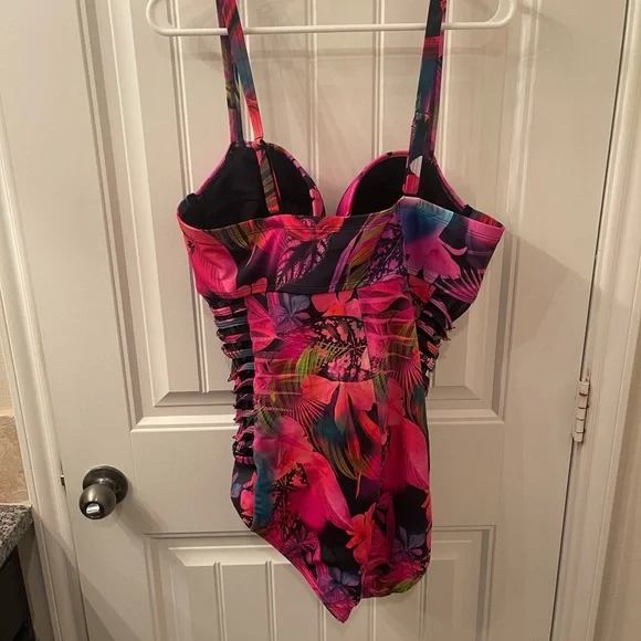 Torrid Pink and Purple Floral Swimsuit with Matching Kimono (Size 2 - 16/18) - Picture 4 of 13